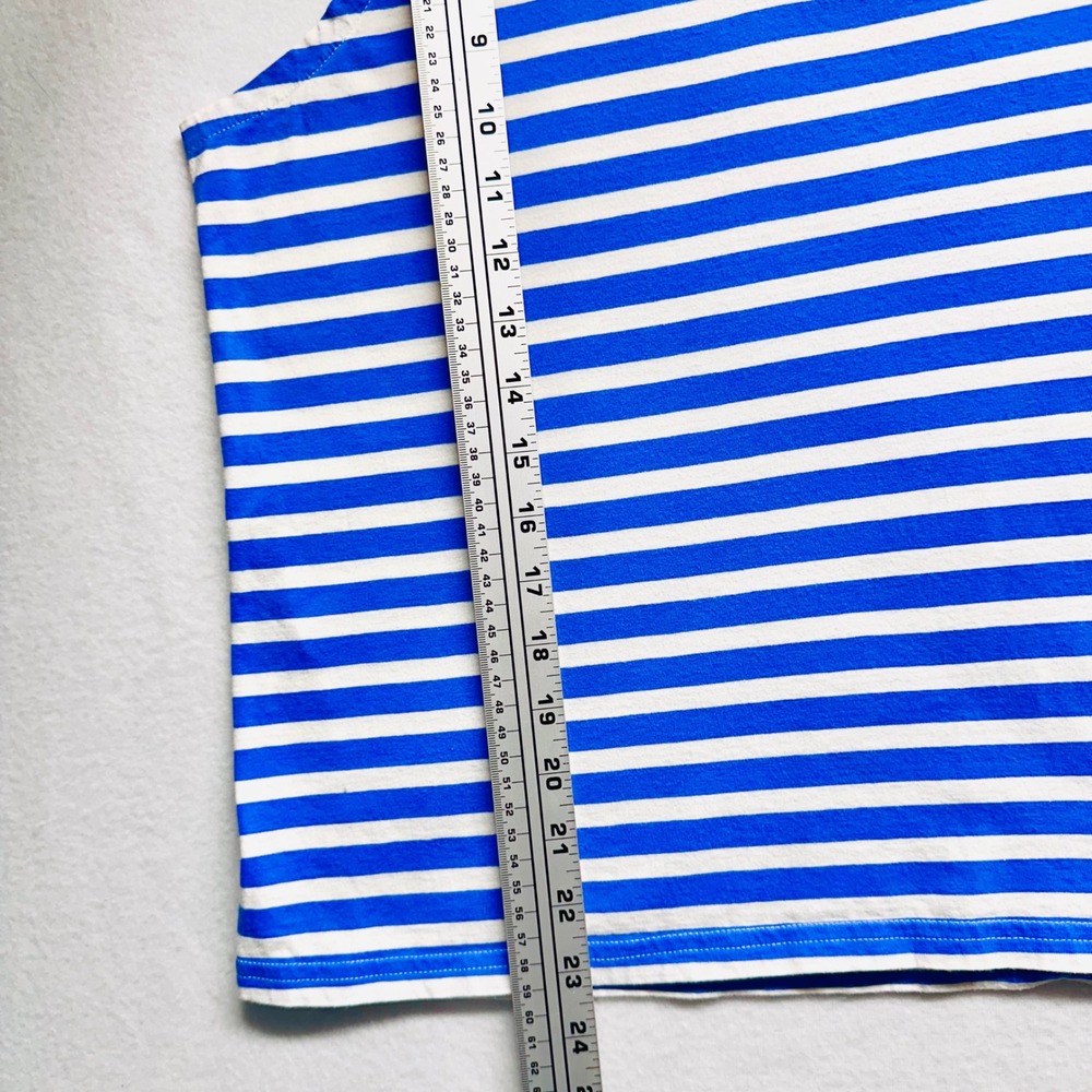 Pact Soft Spin Tank Top Women L Blue White Striped Organic Cotton V-Neck - Picture 7 of 7